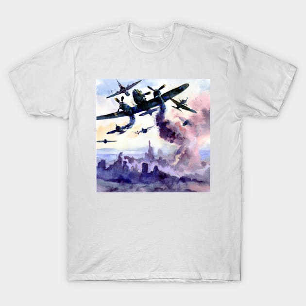 Bombing Run Abstract Watercolor T-Shirt by Starbase79